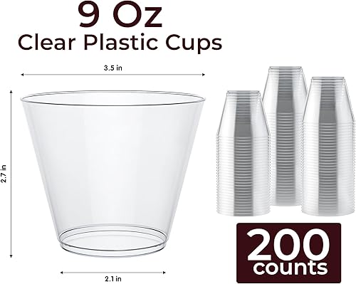 Miniatura 2 de Vasos de plástico transparente con pajitas, paquete de 400  Vaso transparente  Vasos de plástico de 9 onzas desechables  Vasos de plástico  Copas de