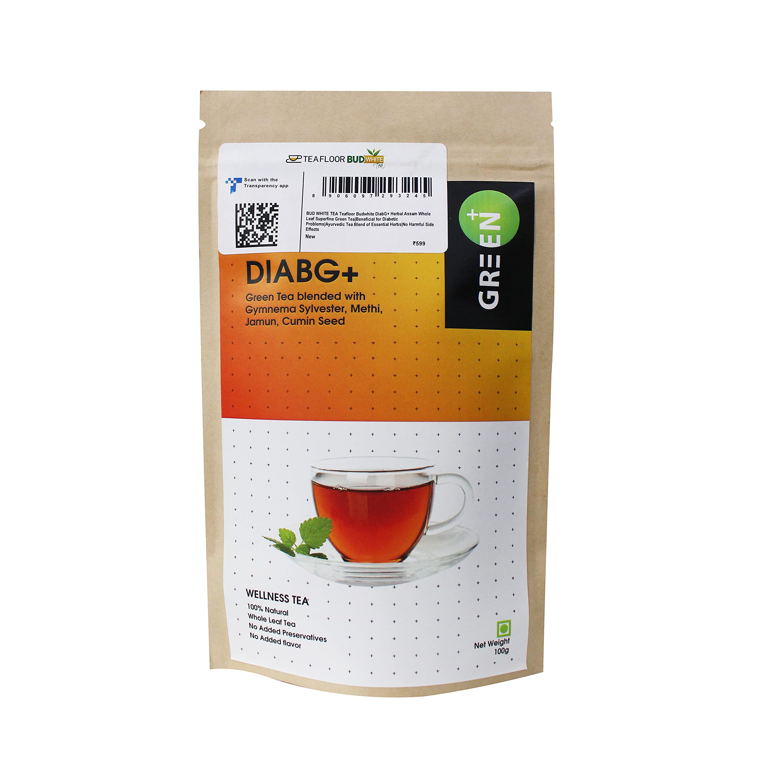 Teafloor DiabG+ (Pack of 1 ,100g|50 Cups ) ,Anti Diabetic Tea For Diabetics |High Blood Sugar Support | Diabetic Friendly with Gymnema Sylvestre & Green Tea to Regulate Blood Sugar Green Tea with herbs Gymnema Sylvestre , Vijaysar , Jamun Seeds ,Cinn (B08KLLJHD1) Amazon Price History, Amazon Price Tracker