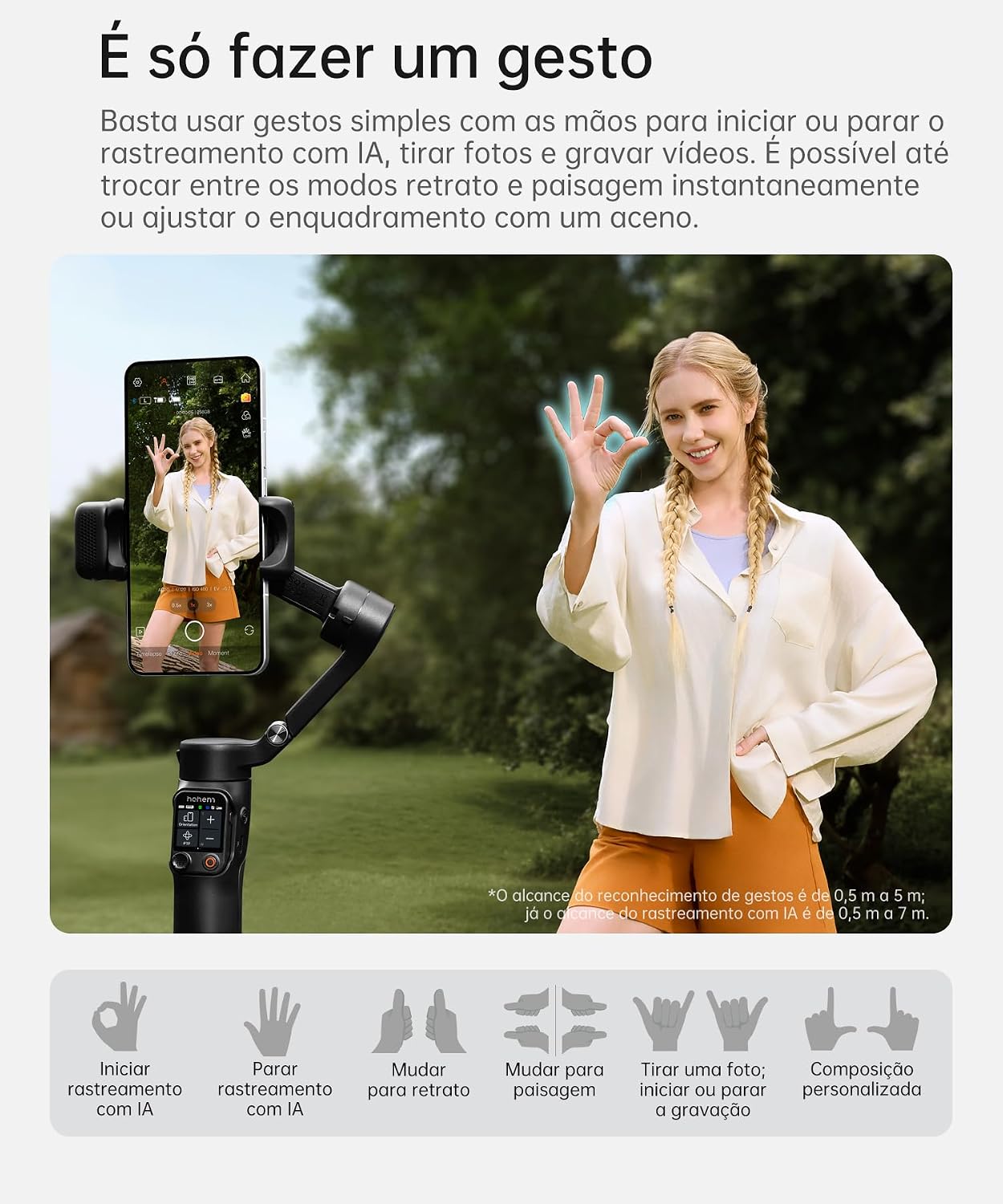 ho~hem iSteady V3 Ultra Tripe para Celular, Estabilizador Celular, Rastreador AI e luz Bi-Fill Integrada, Haste Extensível e Tripé, Controle Remoto Destacável ho~hem iSteady V3 Ultra Tripe para Celular, Estabilizador Celular, Rastreador AI e luz Bi-Fill Integrada, Haste Extensível e Tripé, Controle Remoto Destacável