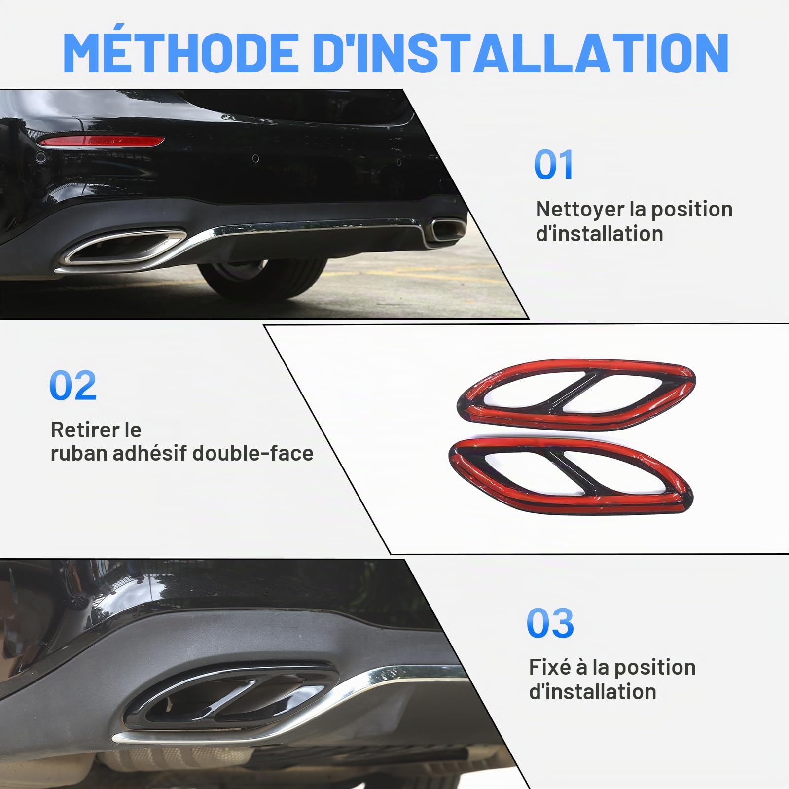 2 coques pour recouvrir les pots d'échappement - En acier - Noir brillant