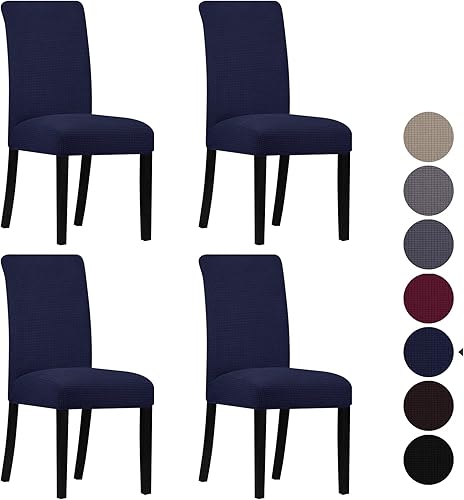 Miniatura 8 de Leorate Juego de 4 fundas elásticas para sillas de comedor, fundas para sillas Parsons, extraíbles y lavables, fundas para sillas de cocina para