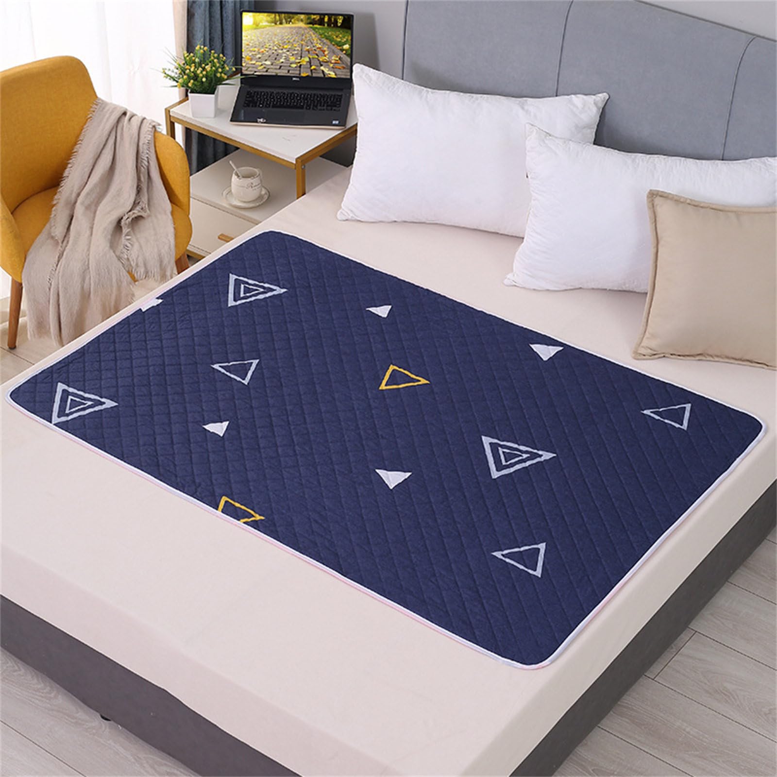 FANSU Fashion Prints Absorbent Puppy Pads, Non-Slip Waterproof Puppy Training Pads Reusable Dog Mat Washable Dog Training Pads Large Puppy Pads for Floor Protector, Couch (80x120cm,Blue)