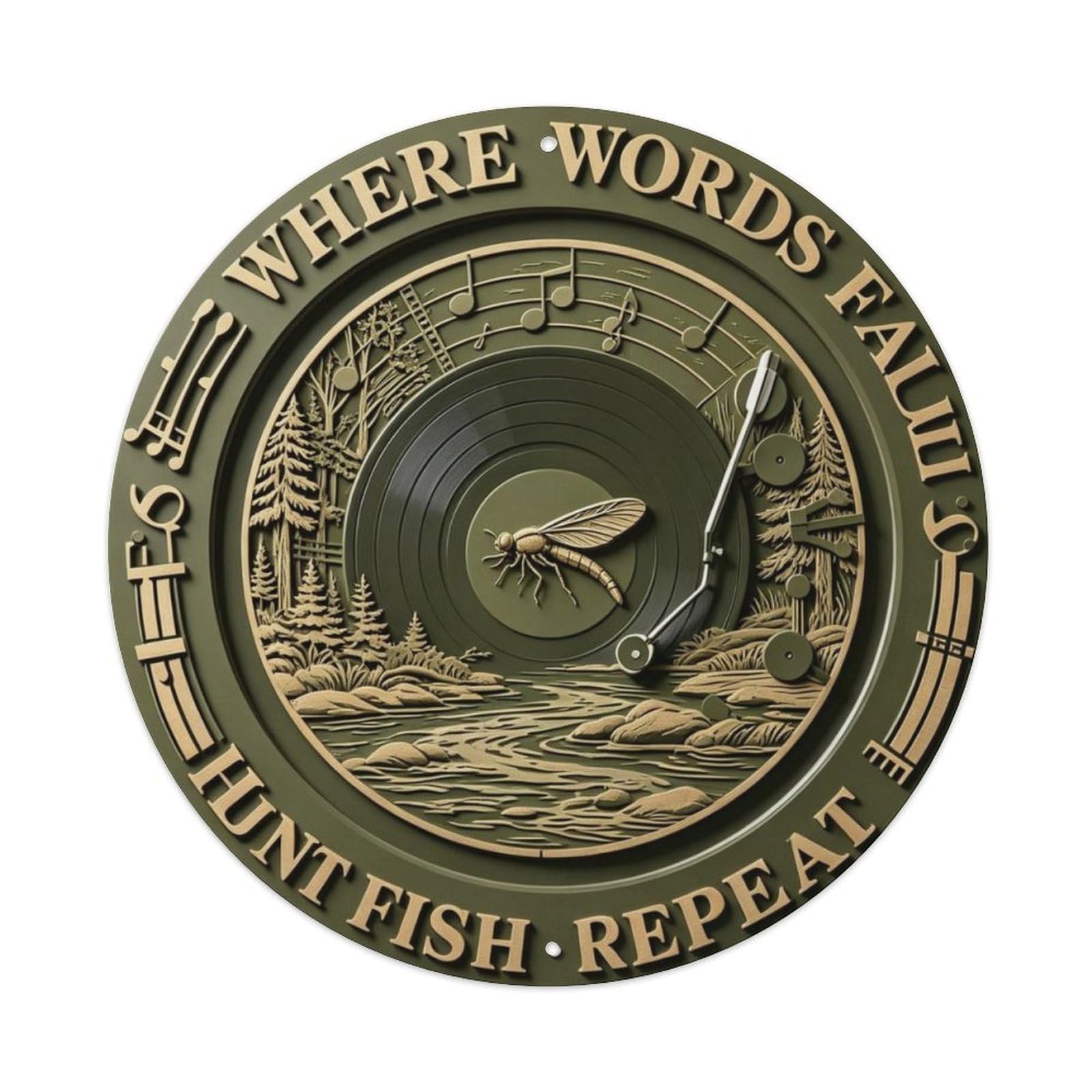 Hunt Fish Repeat Metal Tin Sign Plaque