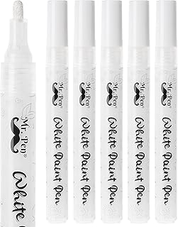 Mr. Pen- White Paint Pen, 6 Pack, Water-Based, Acrylic Paint Marker, White Paint Marker, White Pens for Art, White Markers for Black Paper, White Paint Pen Medium Tip, White Fabric Pen