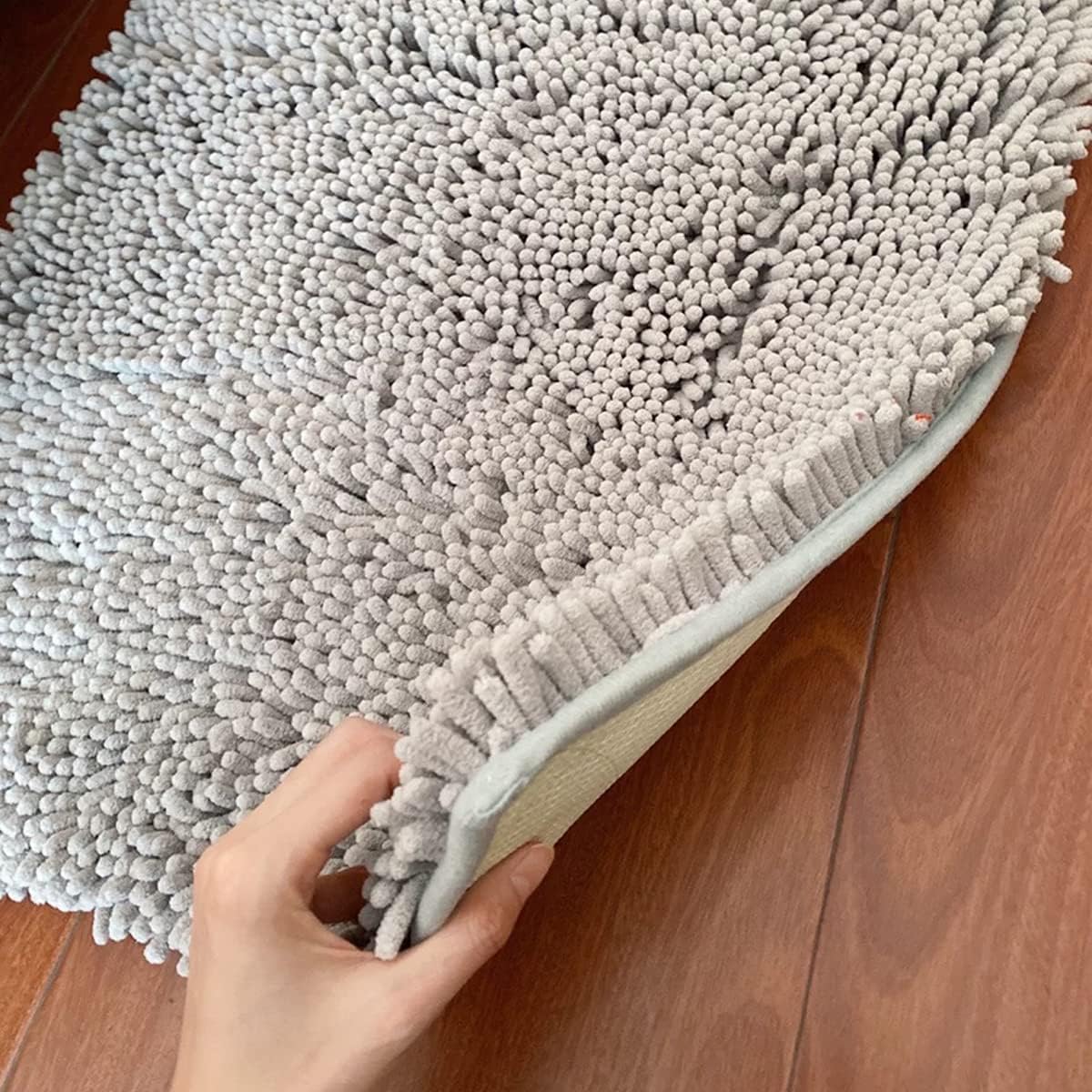 Gray Bathroom Rugs Absorbent Chenille Bath Mat, Super Soft Bath Mats Thick Shaggy Rugs, Machine Clean and Dry, Perfect Plush Carpet Mats for Tub,Bathroom Mats Washable Carpets Bedroom Rug