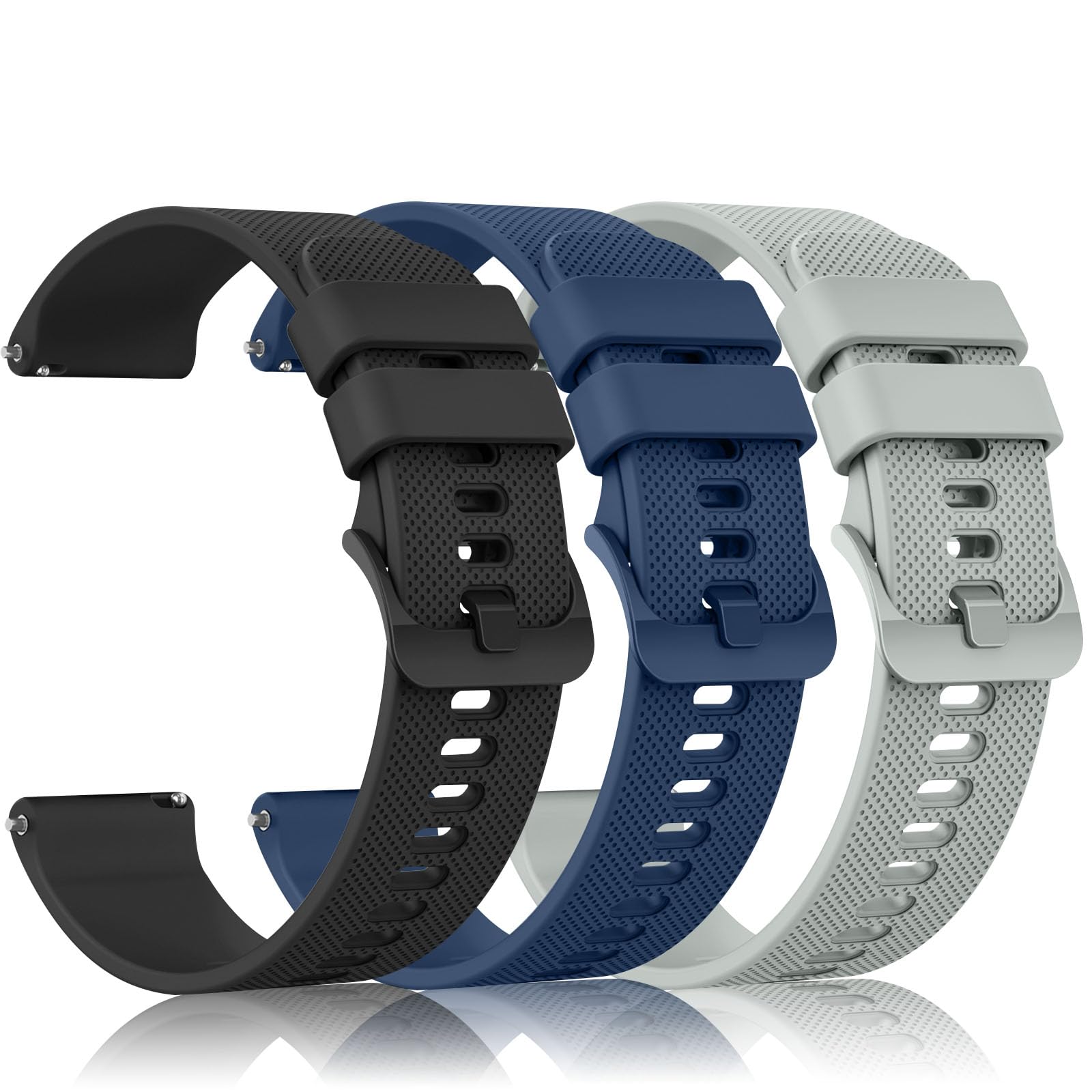 Meliya Bands for Huawei Watch GT 3/3 Pro/4 46mm – 3 Pieces 22 mm Silicone Bracelet Sport/Active/Elegant (Black/Blue/Grey)
