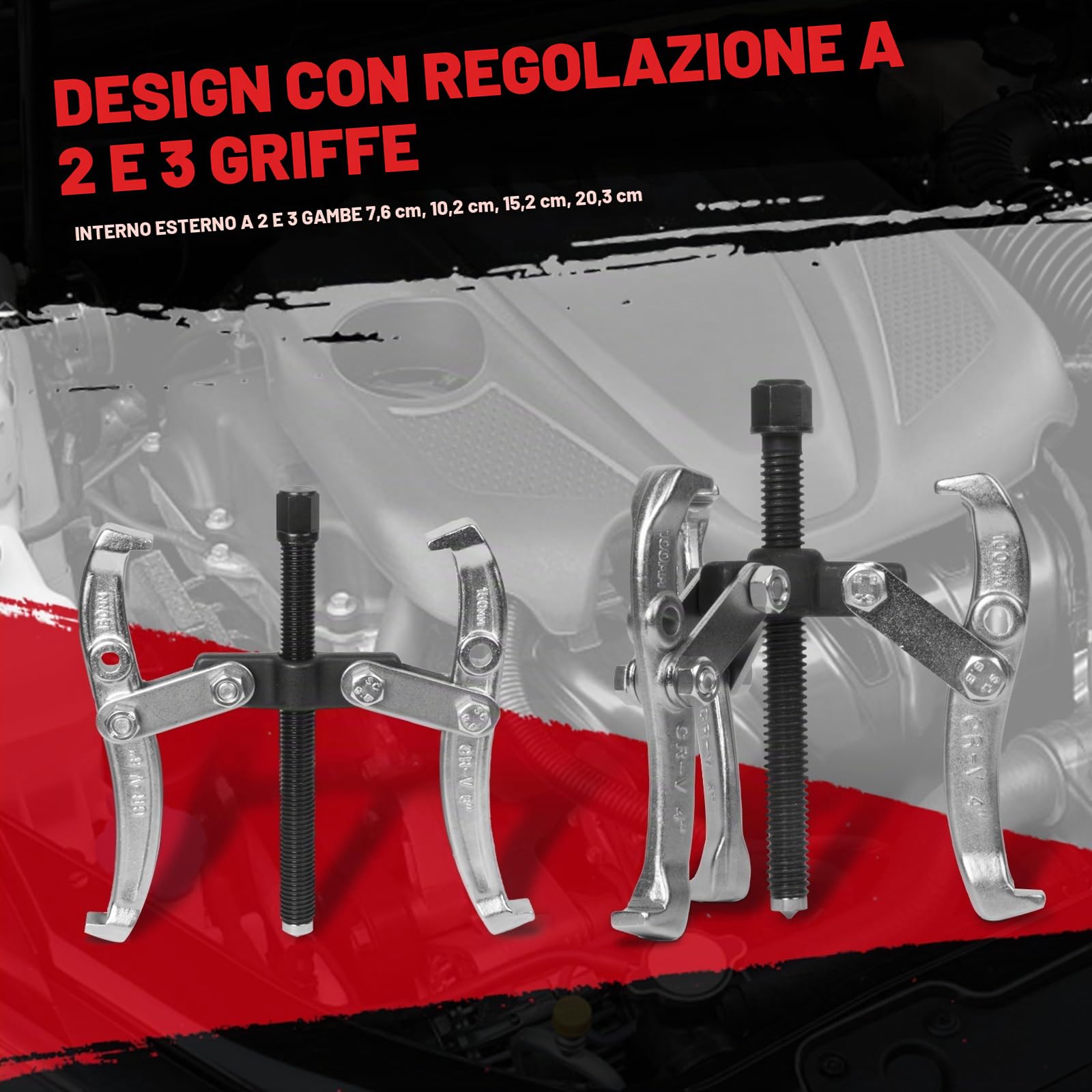 Set estrattore ingranaggi, kit estrattore cuscinetti Estrattore a 2 ganasce Estrattore a 3 ganasce Estrattore per puleggia mozzo ingranaggio 3" 4" 6" 8" Kit di attrezzi estrattore per cuscinetti