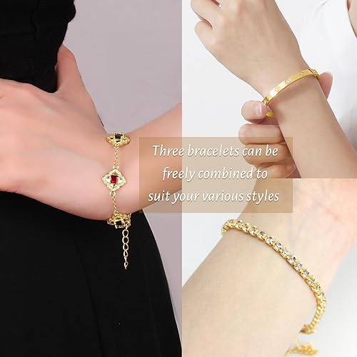 Miniatura 2 de Pulseras de eslabones de amistad, pulseras de cadena de eslabones de diamante, pulsera de reloj, pulseras de joyería para mujeres y niñas, pulsera