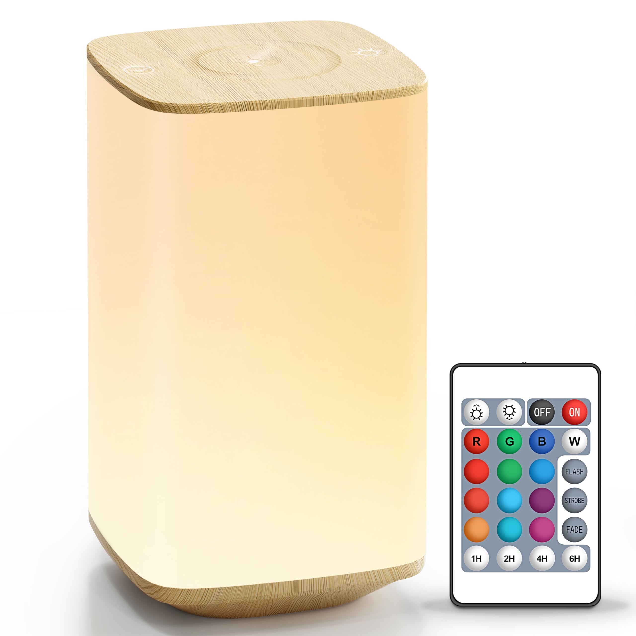 Auxmir Night Light, 4000mAh Rechargeable LED Table Lamp, Touch Bedside Lamp with RGB Colors, Dimmable Brightness