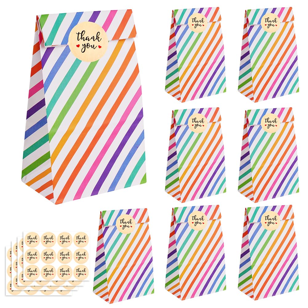 Flintronic 25PCS Bolsa de Regalo, Bolsa de Papel Cortada, con Lindas Pegatinas, Bolsas de Fiesta para Fiestas Infantiles, Cumpleaños, Navidad