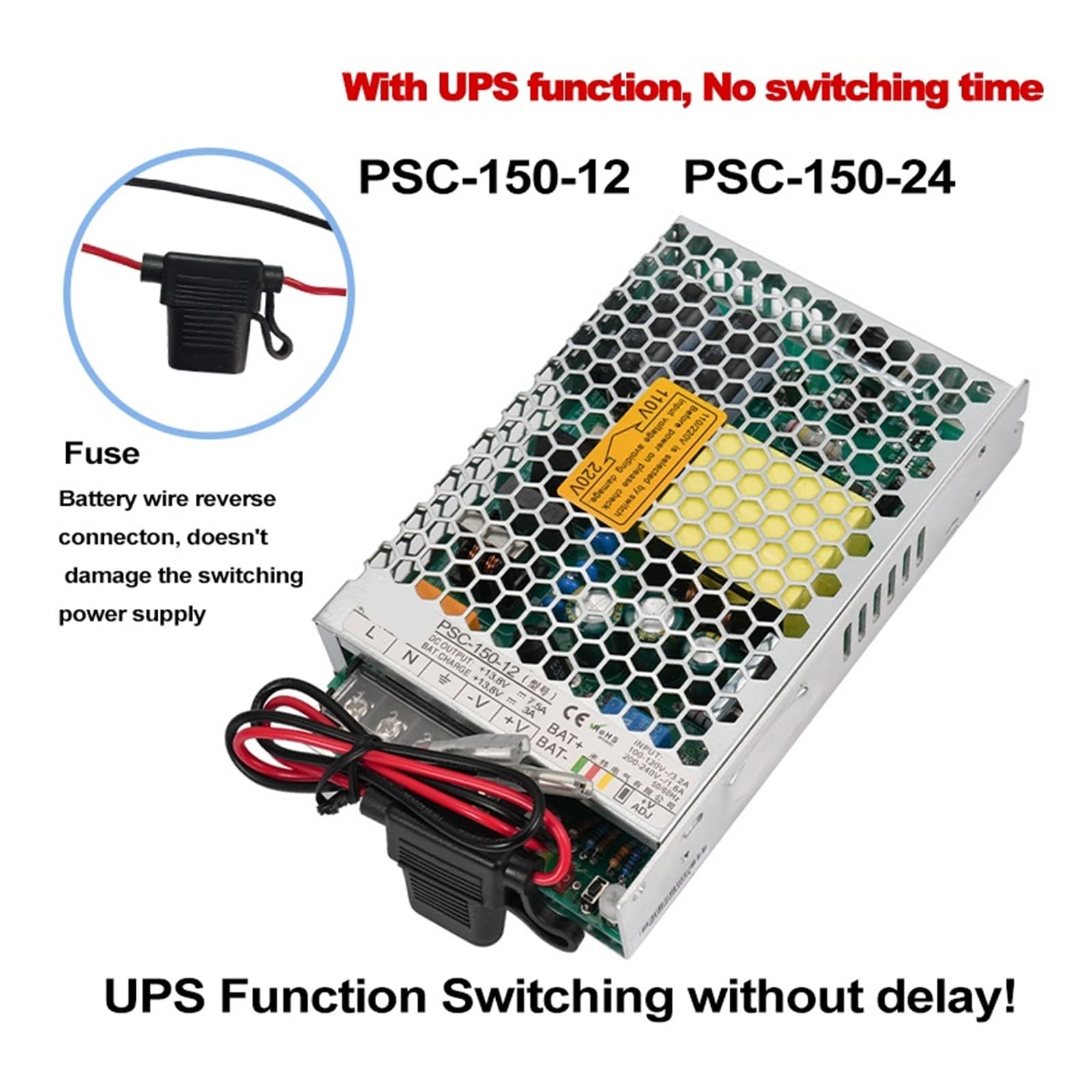 Trasformatore LED Alimentatore switching for caricabatterie UPS da 150 W, 12 V, 24 V CA, CC, 13,8 V, 7,5 A, 27,6 V, 4 A, 110 V, 220 V, SMPS, caricabatterie PSC-150-24 150-12 , Facile da installare