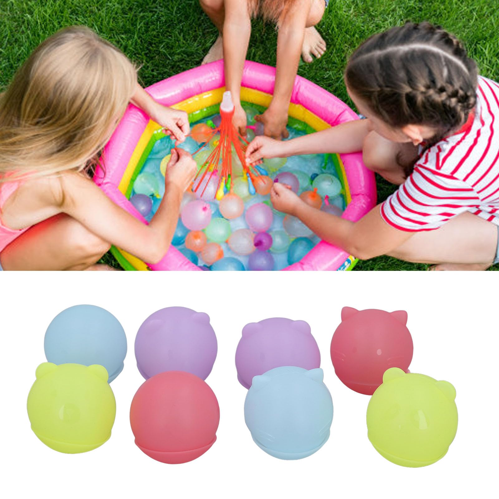 Globos De Agua Reutilizables De Silicona, Set De 12 Unidades Con Diseños De Osito, Colores Surtidos, Perfectos Para Verano Y Piscina
