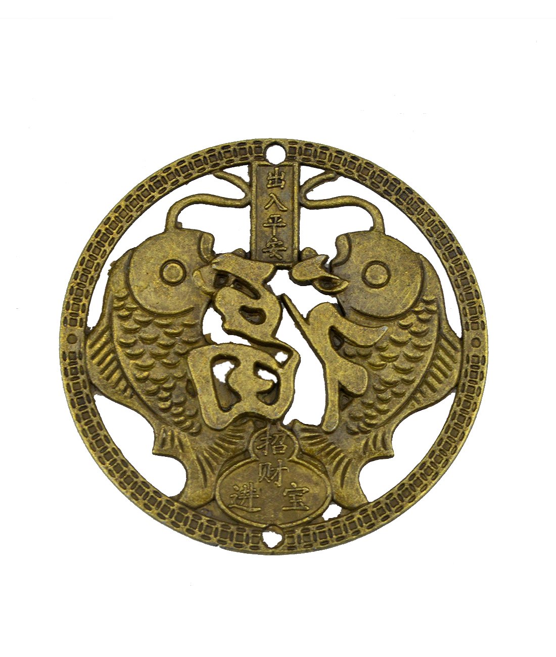 2pcs 2.3" Double Fish W "Fu" Meaning: Luck -Good Luck,fortune Success Coin+ Gift Bag Y1143