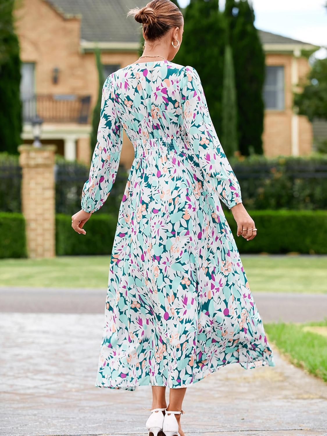 Sissyaki Womens Long Sleeve Summer Maxi Dress 2026 Floral Dress Spring Wedding Guest Dress - Image 6