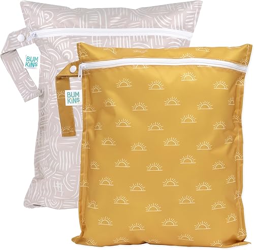 Bumkins - Bolsa húmeda impermeable - Para bebé, viajes, traje de baño, pañales de tela, piezas de bomba, piscina, gimnasio, artículos de tocador,