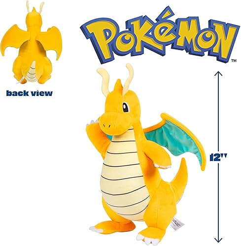 Miniatura 2 de Pokémon Peluche de Dragonite de 12 pulgadas, con licencia oficial, Dratini y Dragonair Evolution de generación 1, auténtica figura de juguete de
