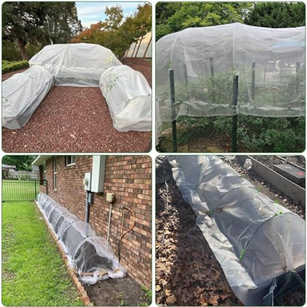 Cerchi da giardino in fibra di vetro per aiuole rialzate, set di connettori resistenti alle intemperie, parti in metallo e plastica, telaio per tunnel fai da te per serre (100 pezzi)