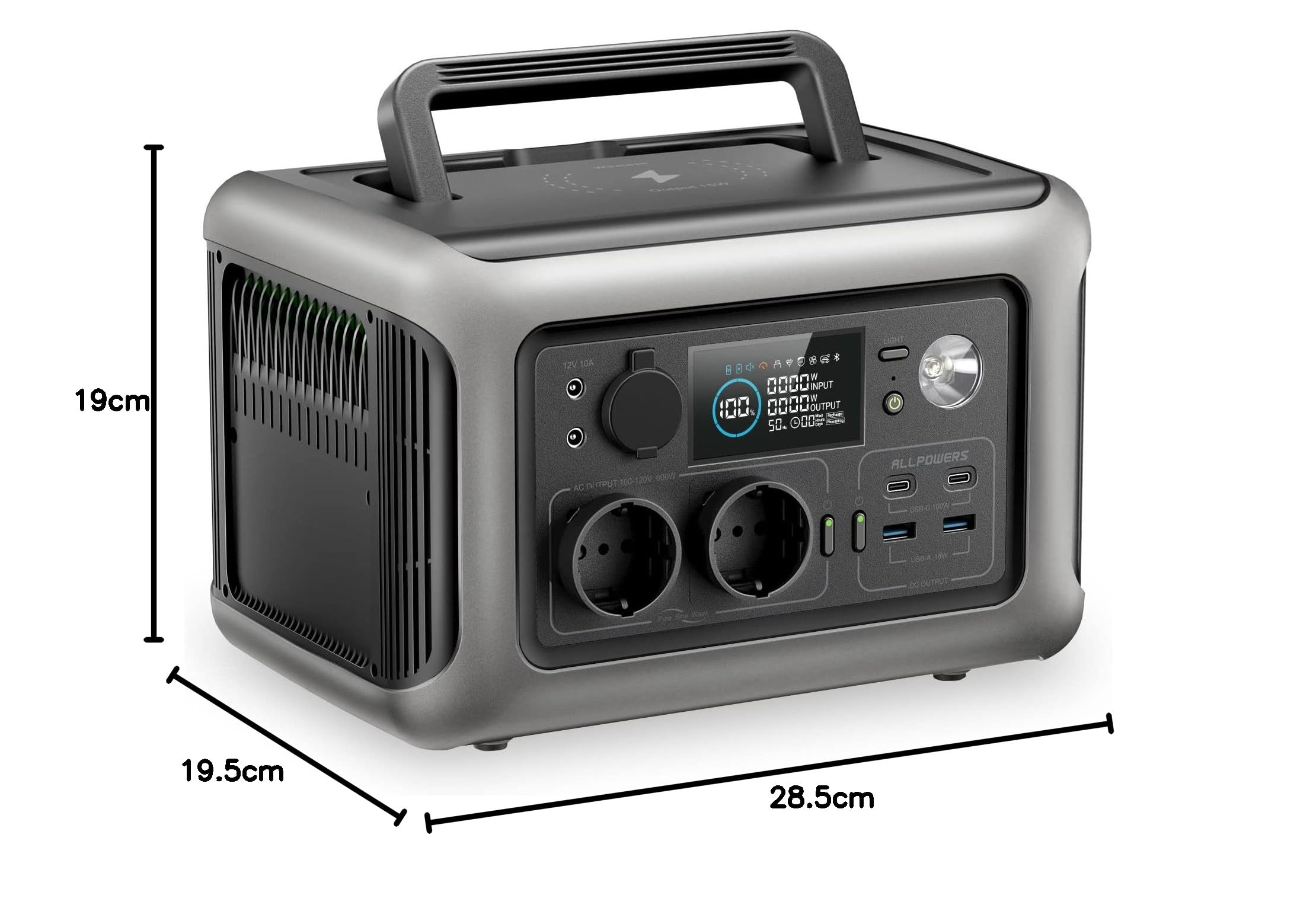 ALLPOWERS R600 Tragbare Powerstation, 299Wh LiFePO4 Batterie mit 2x 600W (1200W Spitze) AC Ausgang Solargenerator, 0-100% Schnellladung in 1 Stunde für Garten Party Reise Camping Wohnmobil Notfall