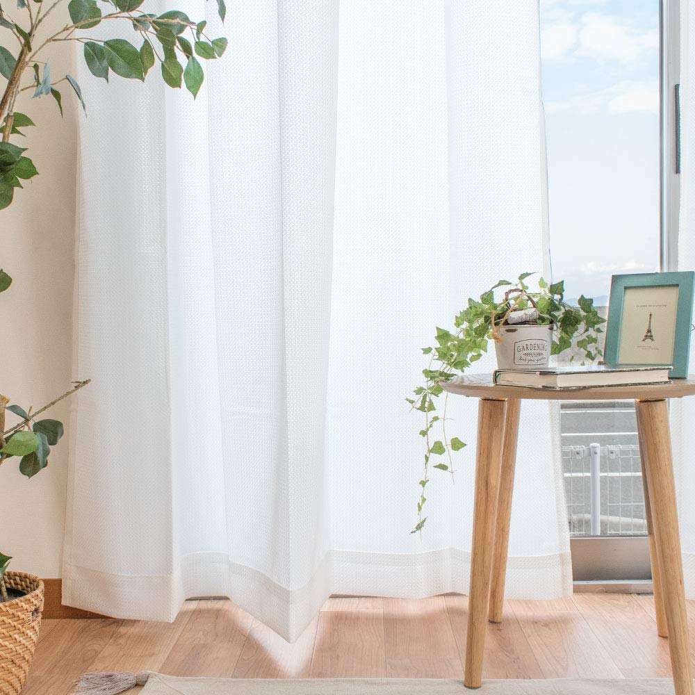 日本製 防音 遮熱 レースカーテン 幅100×丈198cm 2枚組 アイボリー
