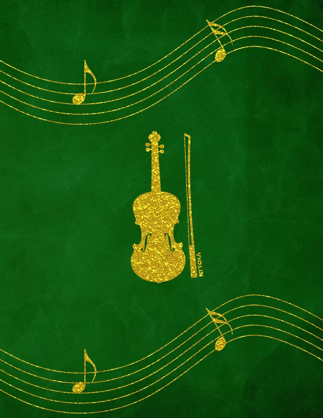 Violin: Simple Classic Violin Strings Blank Music Sheet Paper Notebook Journal With Staffs For Violinist Composing Scores And Song Writing Gold Green Design Soft Cover