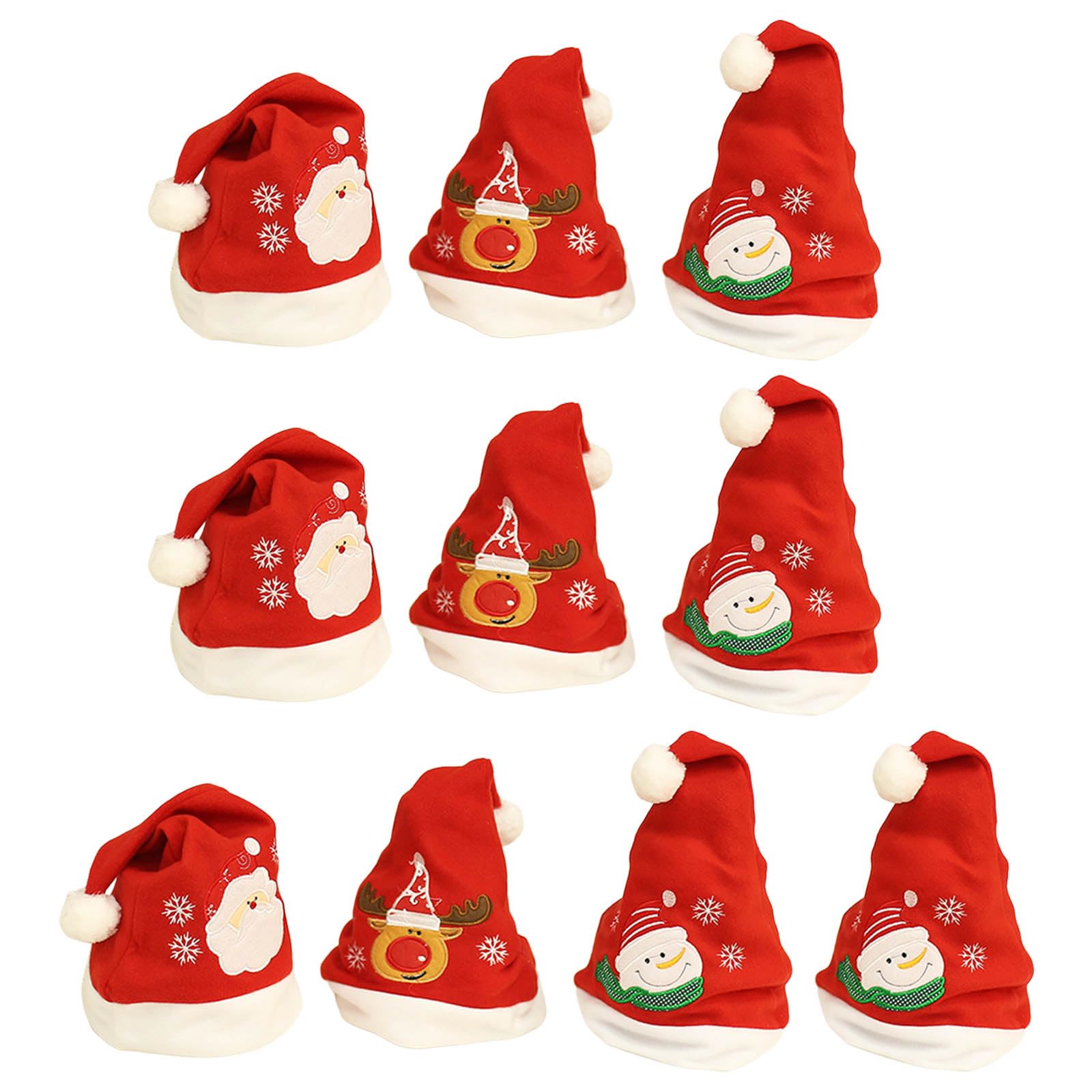 Buxuaaaa 10pcs Santa Hat Christmas Holiday Hat for Adults Unisex Plush Fabric Hats Unisex-Adult Santa Holiday Cosplay Novelty Christmas Hats