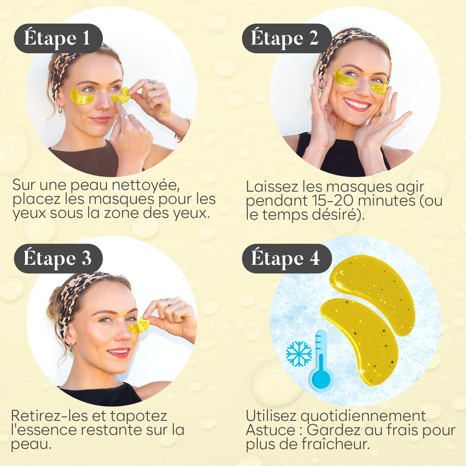 Patch Yeux Anti Cernes (30 paires, Jour et Nuit), Masque Yeux avec Caféine, Collagène et Acide Hyaluronique, Patch Anti Cernes, Eye Mask pour l'hydratation et les poches