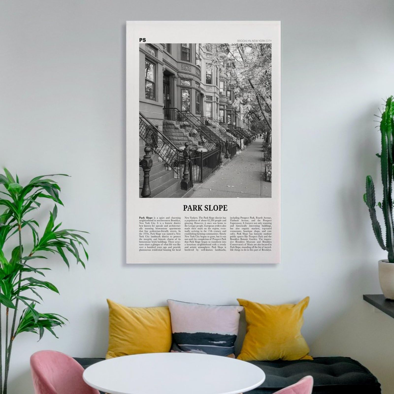 Impresión en Blanco y Negro de Park Slope, Arte Mural de Park Slope, póster de Park Slope, Foto de Park Slope, decoración de Pared de Park Slope, Brooklyn, Nueva York, EE. UU. Lienzo para Pared