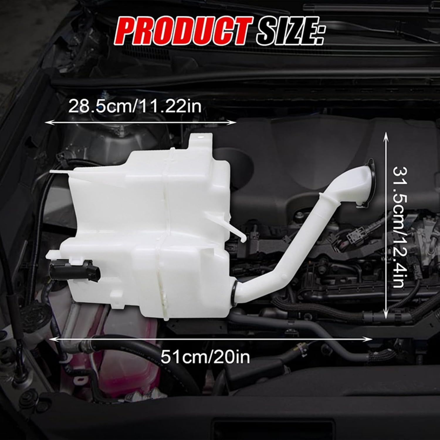 NLQR Windshield Washer Fluid Reservoir Tank W/Motor, Fit for Toyota Camry 2018-2022, Replace 85315-33530 TO1288239 85315-06230 85315-335203, White with Tube