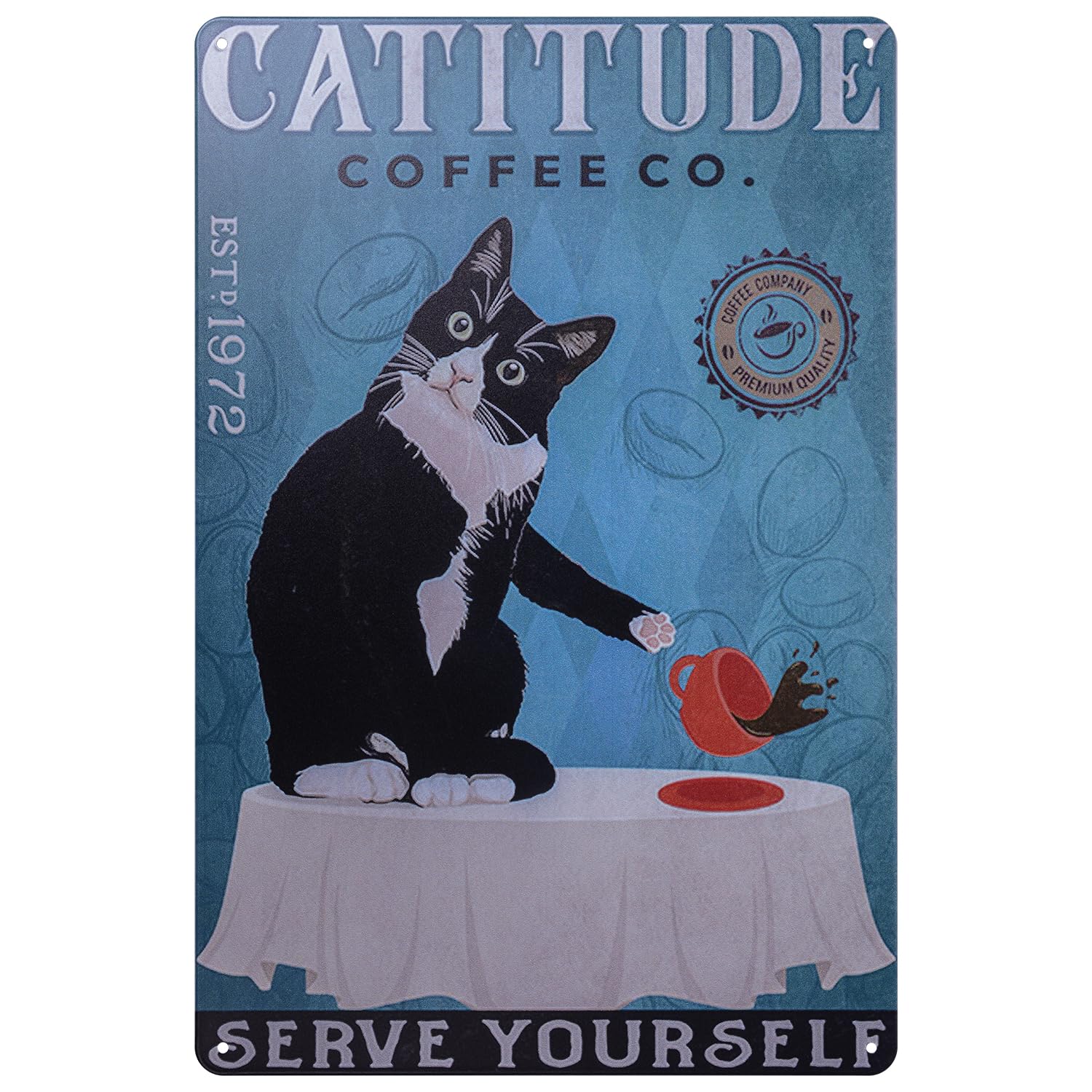 Amazon | ブリキ看板 猫 看板 ブリキ ネコ アメリカン雑貨 ヴィンテージ風 壁飾り20cm×30cm (猫1916) | 店舗看板 |  文房具・オフィス用品 ブリキ看板 猫 看板 ブリキ ネコ アメリカン雑貨 ヴィンテージ風 ウォールアート 部屋飾り 絵画 ベッドルーム リビング  壁の絵2, image size:1500x1500