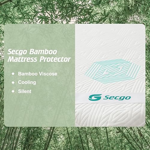 Miniatura 7 de Protector de colchón jacquard de alta calidad, 100 % impermeable, sin ruido, antideslizante, transpirable, rayón de bambú, acolchado, sábana de