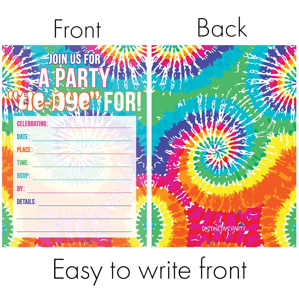 Amazon.com : Tie Dye Birthday Party Invitations - Peace, Love, Party - 10  Fill In Invite Cards with Envelopes - Kid, Tween or Teen 60s Groovy Themed  Party Supplies : Home & Kitchen