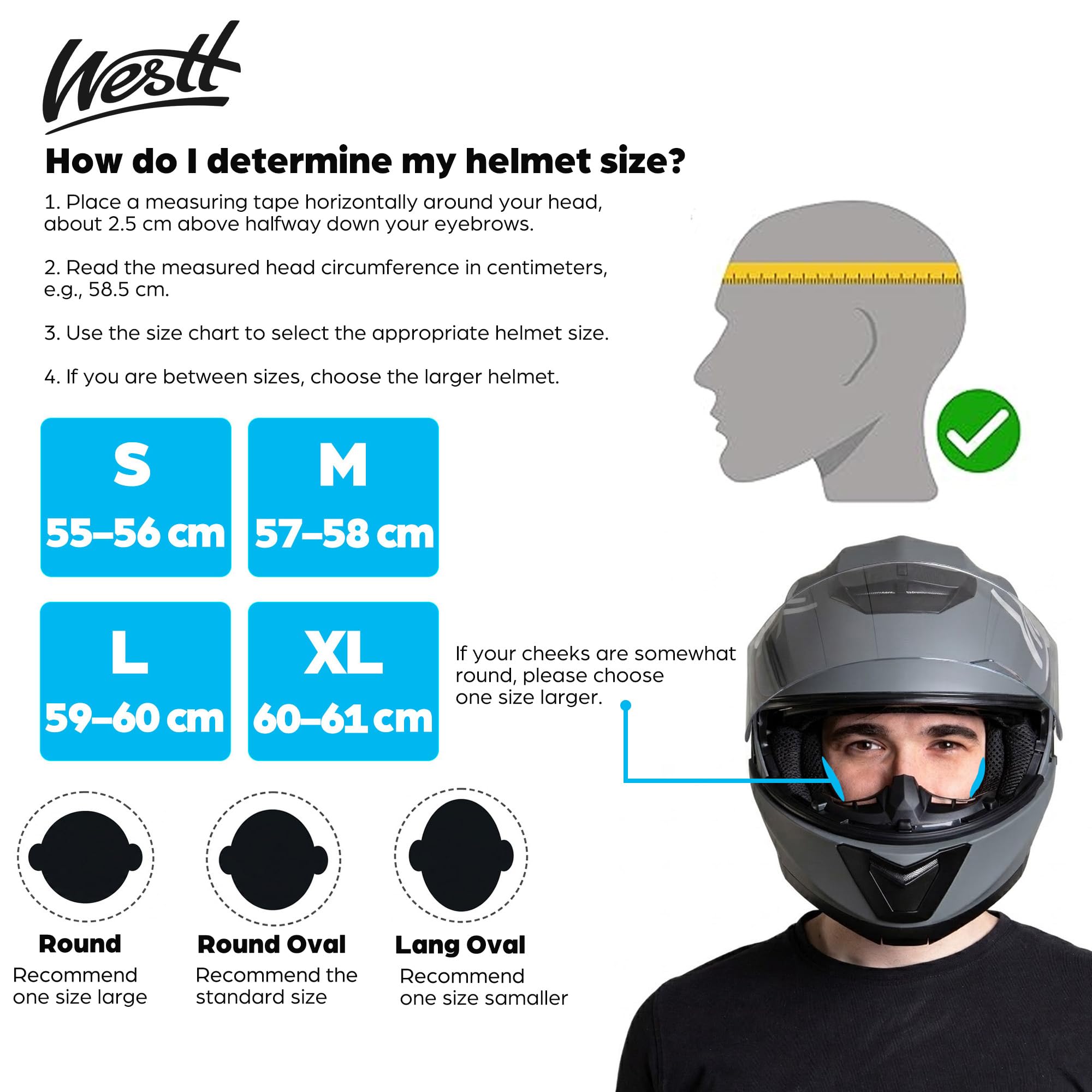 Westt Motorrad Klapphelm mit Sonnenblende & Doppelvisier – ECE 22.06 Zertifiziert – Integralhelm leicht aus ABS/EPS – Bluetooth vorbereitet – herausnehmbares Waschfutter – Motorradhelm Damen & Herren