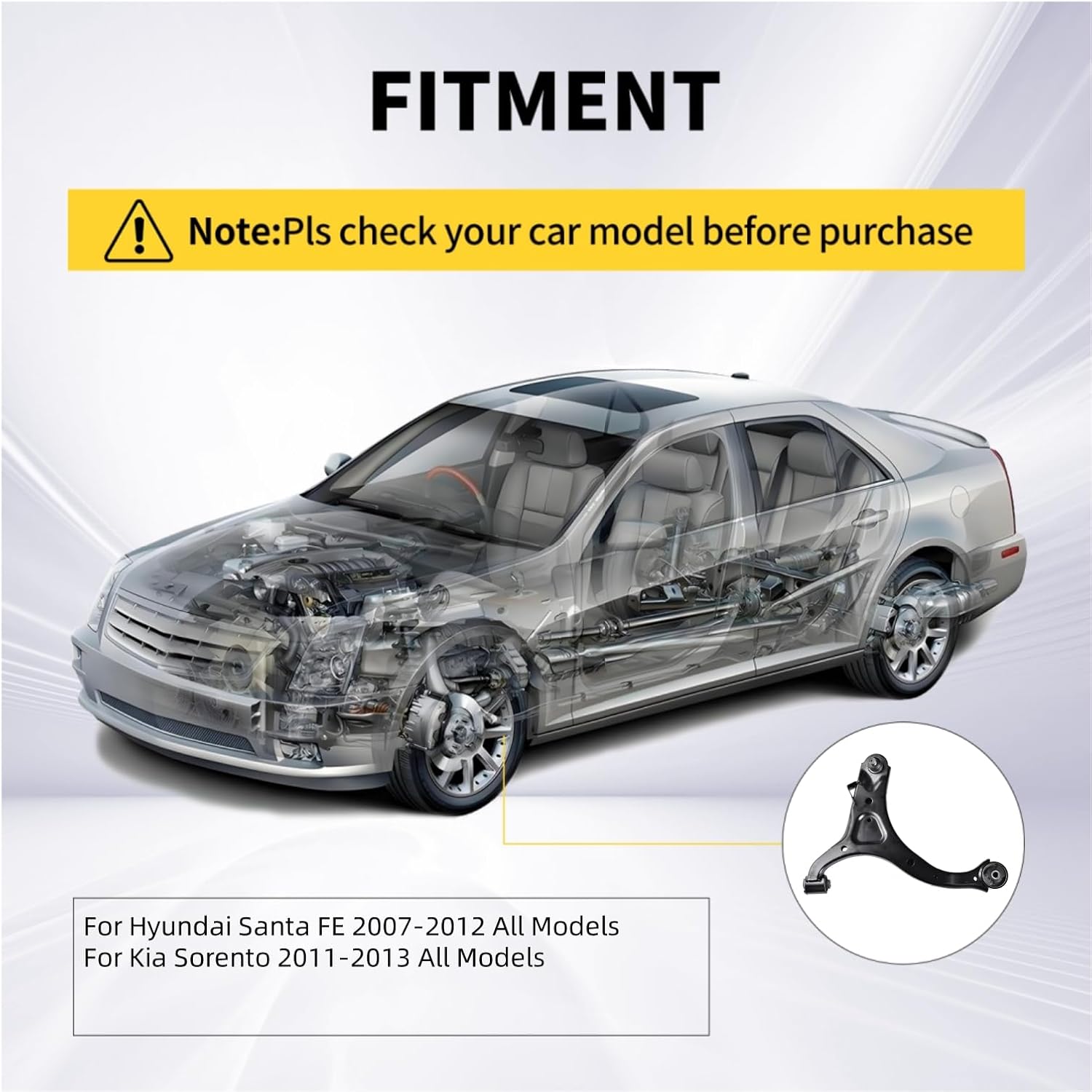 Front Lower Control Arm Fit for Hyundai Santa FE 2007-2012 Kia Sorento 2011-2013 K621686 K621685-2 Set Suspension Kit