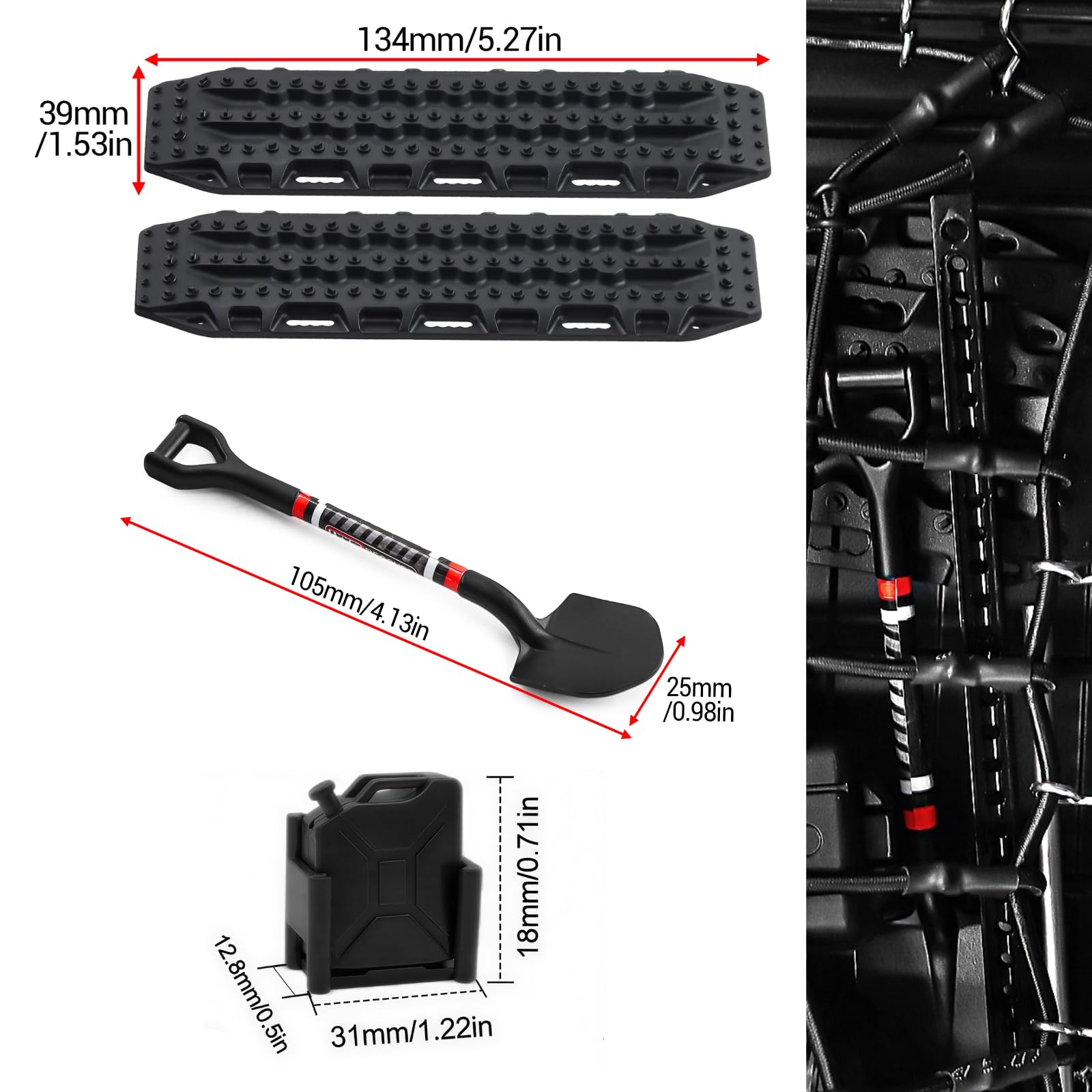 8-TLG RC Crawler Zubehör Set 1/10, RC Auto Dachdekoration inkl. Gepäcknetz RC und Scale Deko Kit passend für 1:10 Modelle wie Traxxas TRX-4,Axial SCX10 III,Absima Sherpa (Orange 1/10)