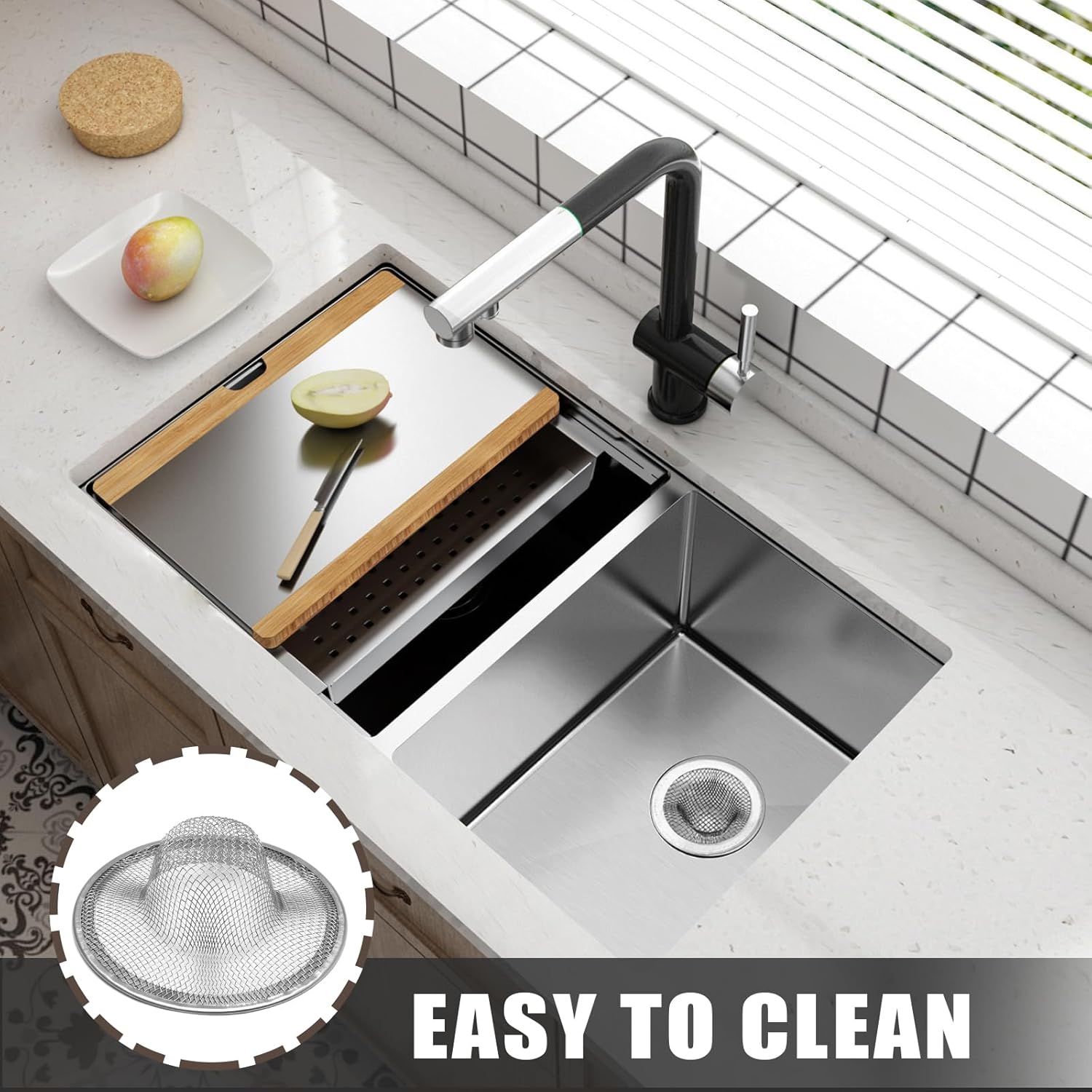 BokWin 4PCS Mesh Sink Strainer，4.5 inch Top / 2.44 inch Stainless Steel Slop Basket Filter Trap for Kitchen Drain Basket