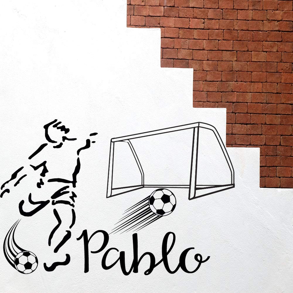 Vinilo decorativo nombre personalizado "FÚTBOL, JUGADOR, PELOTA, PORTERÍA" Vinilos decorativos.DC-18025 (Vinilo de corte, 160x120cm)