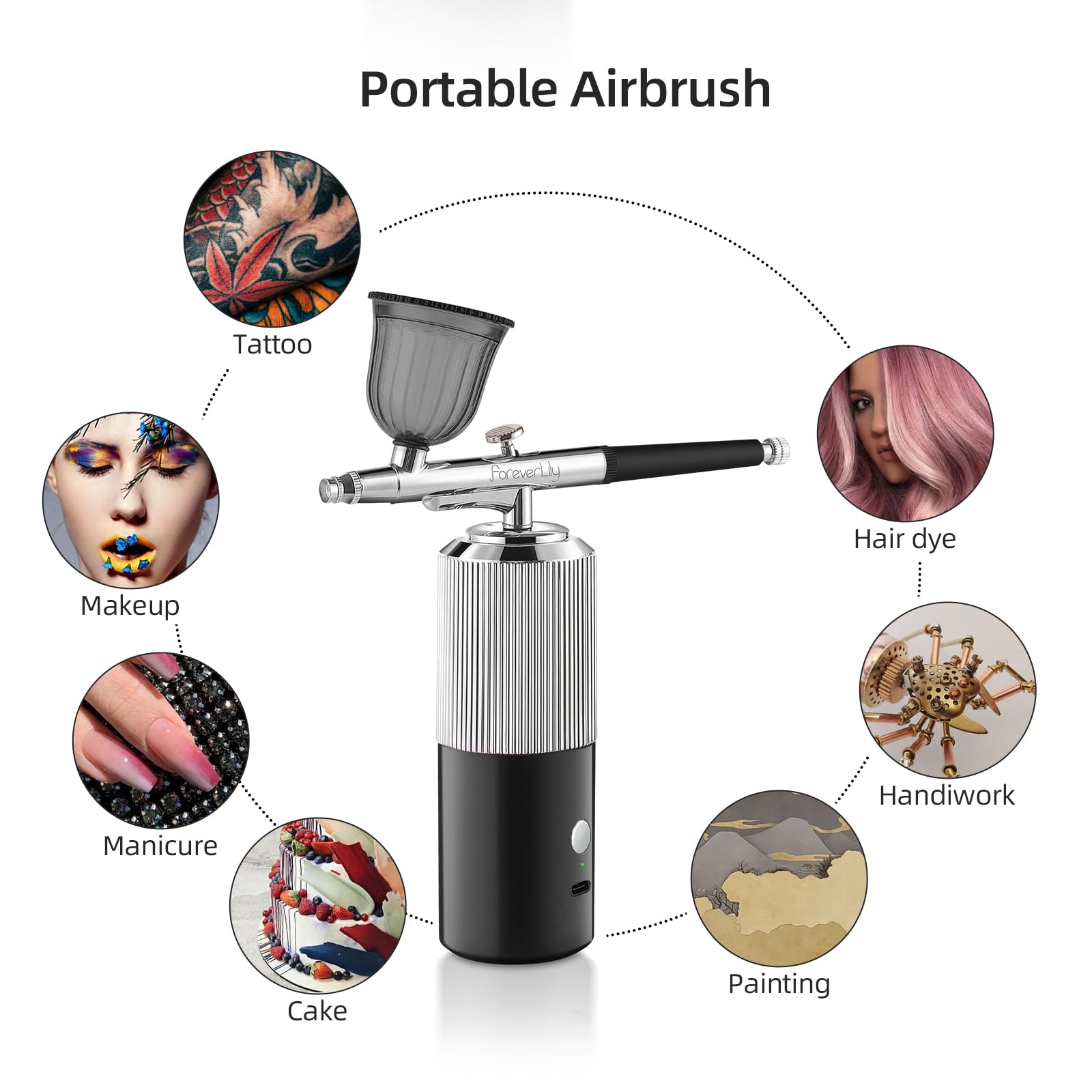 Kit aérographe sans Fil Rechargeable Portable avec compresseur pour Peinture Maquillage