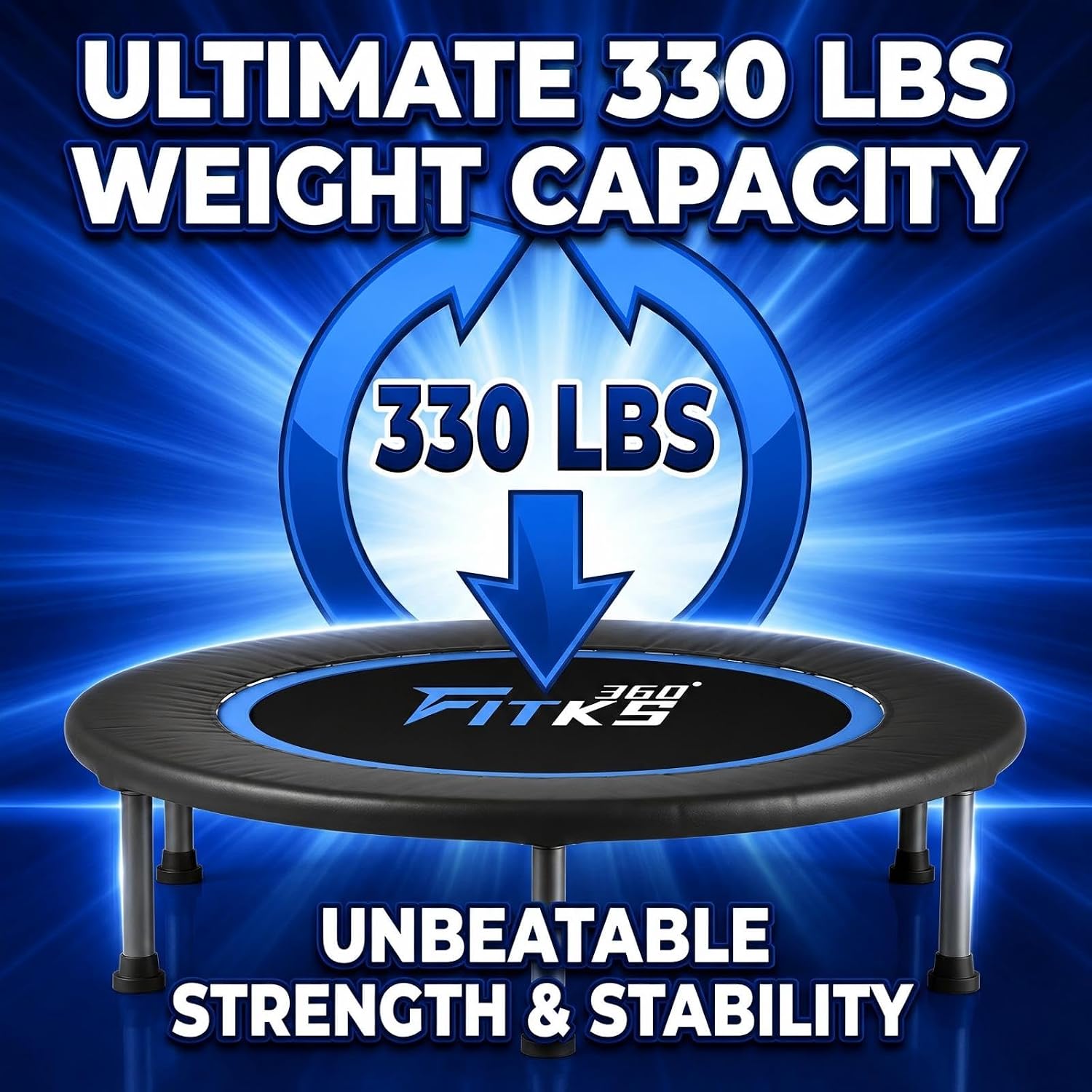 40'' Foldable Fitness Trampoline – Indoor & Outdoor Rebounder with Safety Pad, Includes Interactive Fitness Game for Body & Mind, Supports Up to 400lbs (Purple, 40 in)