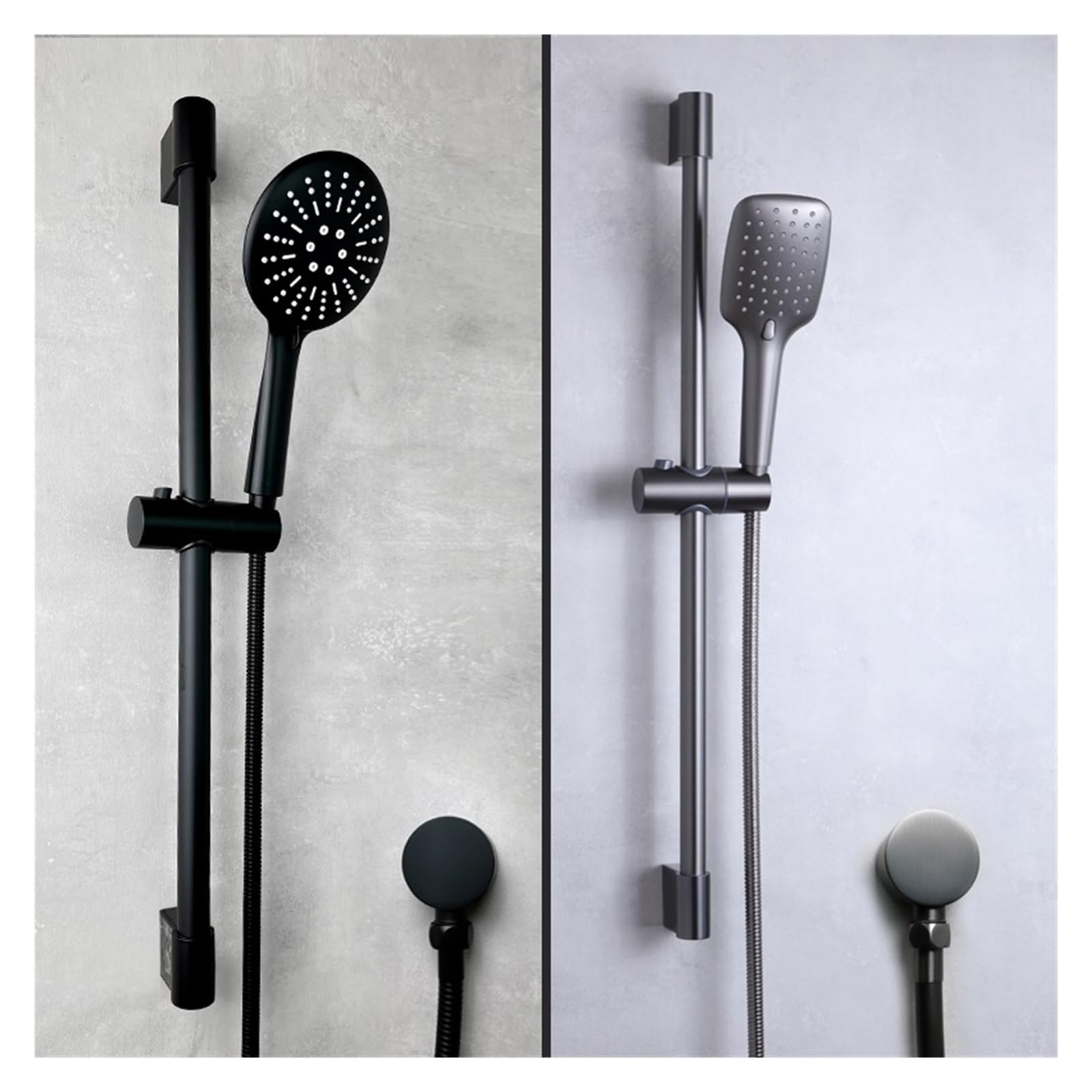 Juego de ducha de mano deslizante con 3 funciones Ducha de mano Conector de barra deslizante Manguera de 1,5 m Accesorio de cascada para baño Cromo Negro Wal (Color: Juego de cromo) Beauty Comes