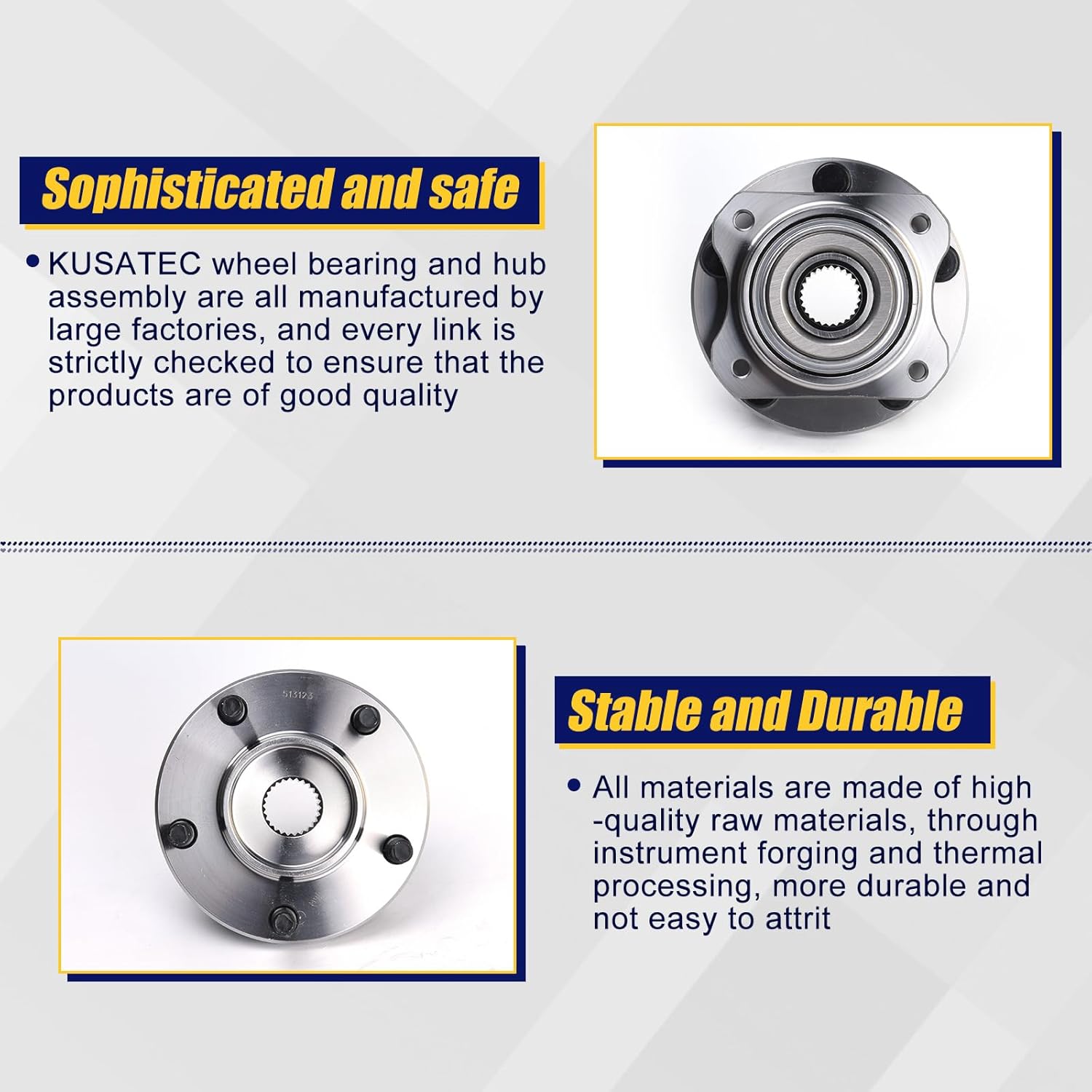 KUSATEC 513123 Front Wheel Bearing and Hub Assembly Compatible with 96-07 Chrysler Grand Voyager Prowler Town & Country Voyager,Dodge Grand Caravan,Plymouth Grand Voyager Prowler, 5 Lug Bolts no ABS
