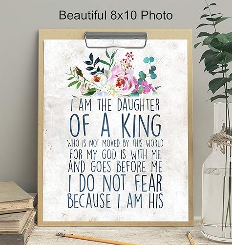 Vista 3 de Religious Wall Decor - 8x10 Inspirational Quote - Bible Verse Wall Art - Christian Scripture Print - Decor for Bedroom, Girls Room - Daughter Gifts