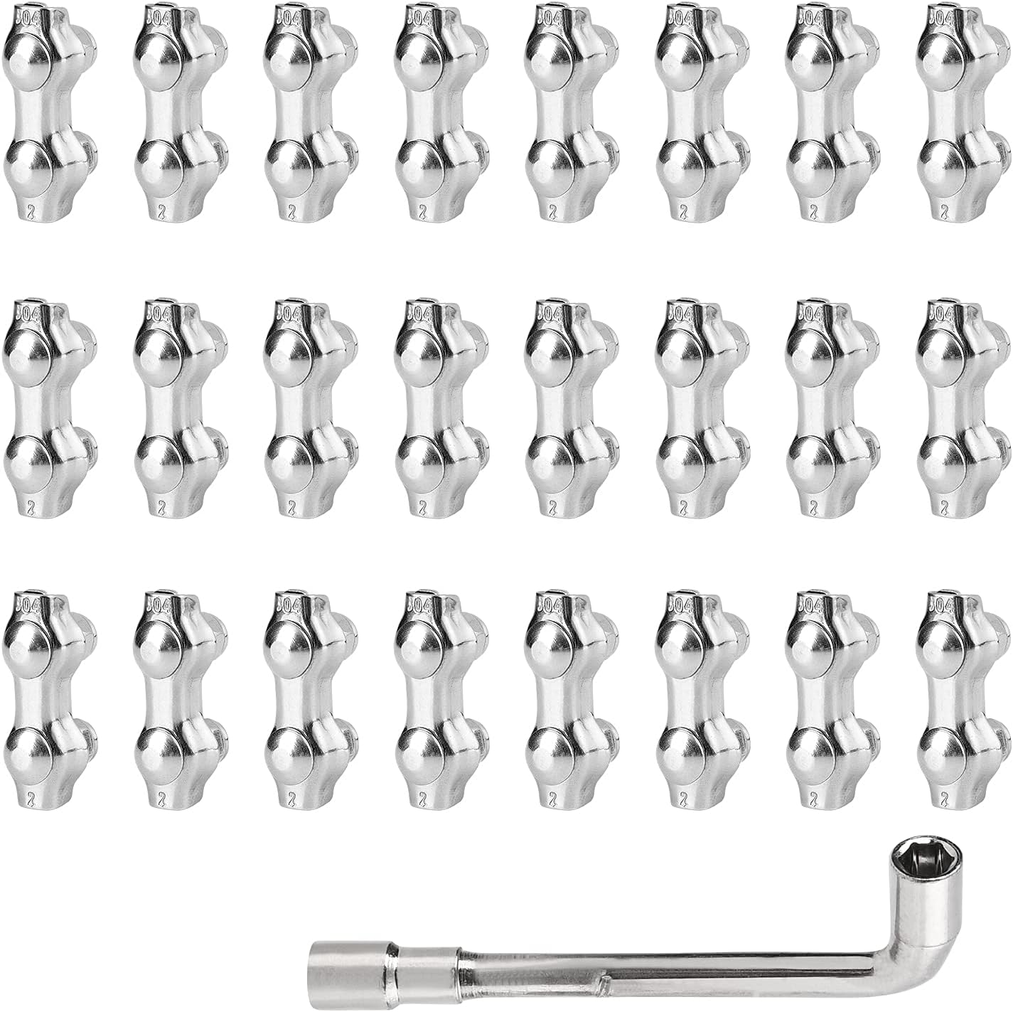 TooTaci24pcs M2 Duplex Wire Rope Clips, 304 Stainless Steel Duplex Double Bolt Cable Clamp with Anti-Loosening Lock Nuts, Wire Rope Clamps Fasteners for 1/16 Inch (1.5mm-2mm) Diameter Wire Cable