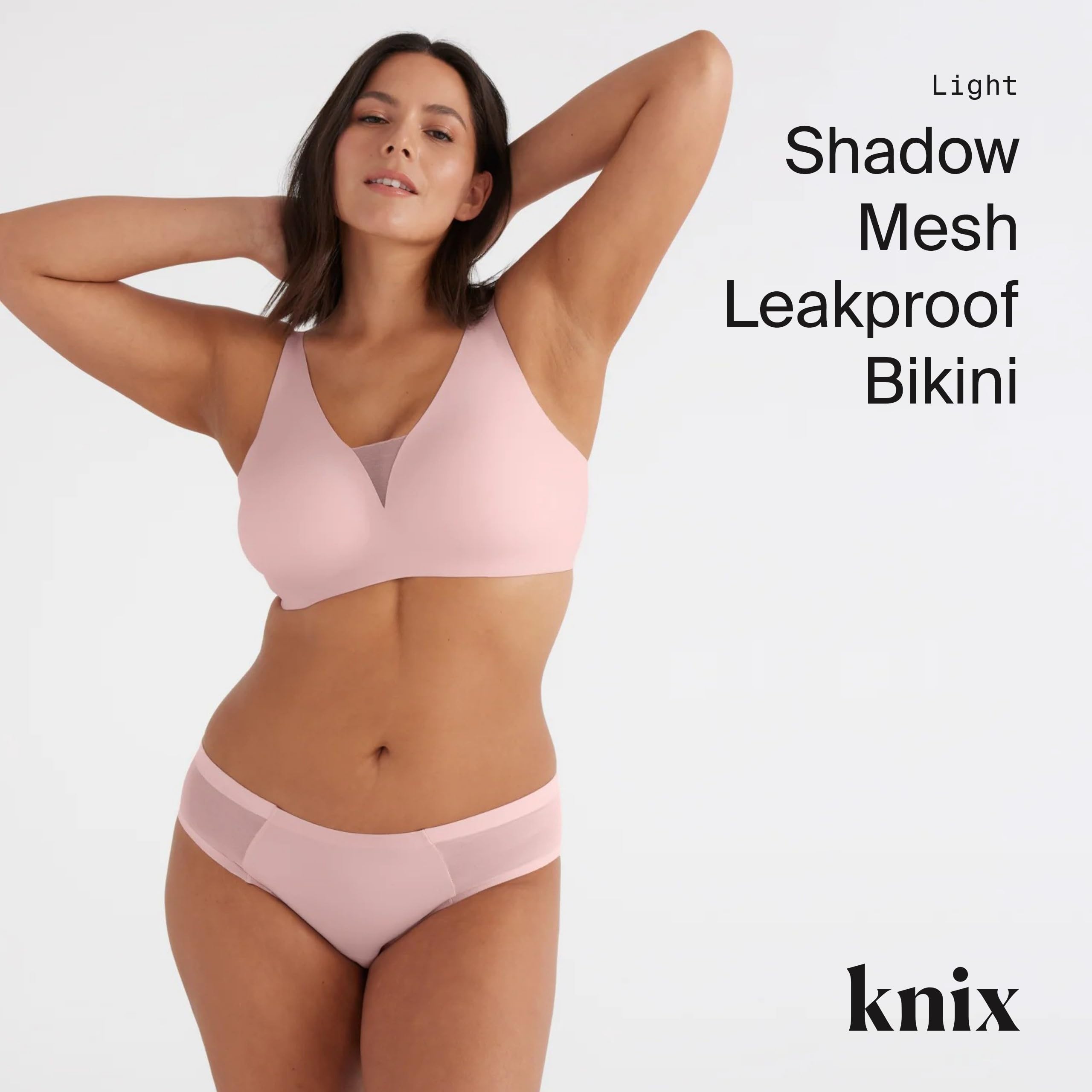 KNIX Women Leakproof Period Underwear No-Show Mesh Bikini – Light Flow Protection, Absorbs 1–3 Regular Tampons
