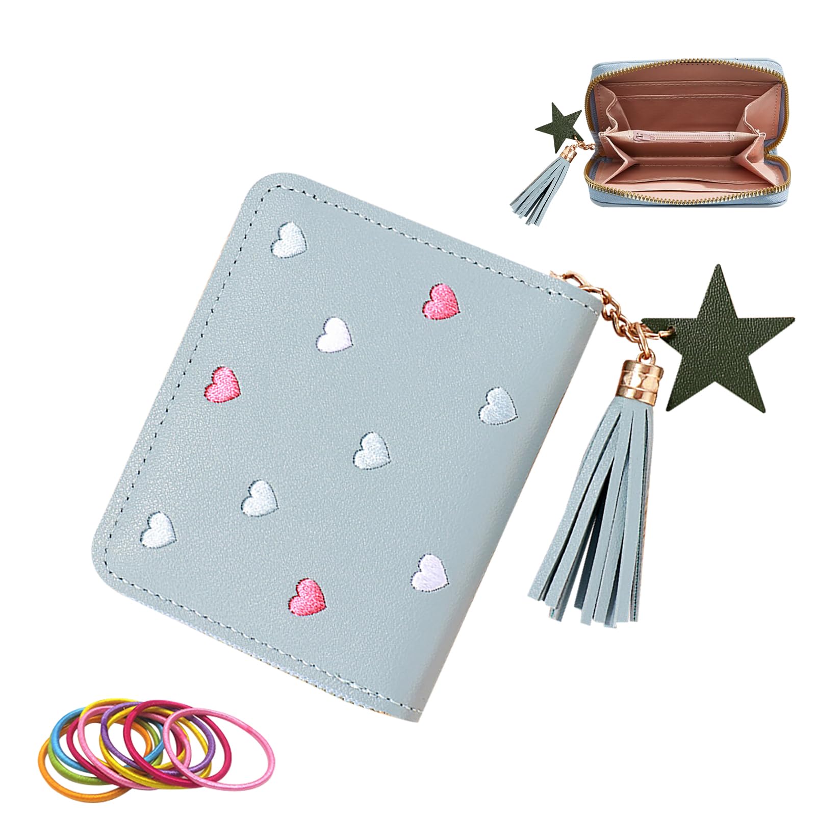 3er Set Geldbörsen Für Mädchen - PU Leder Mit Quaste & Reißverschluss