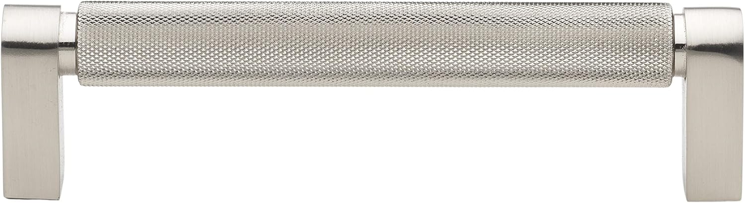 GlideRite Solid Knurled Bar Pull Cabinet Hardware Handle, 4788 Satin Nickel (1, 5 in)