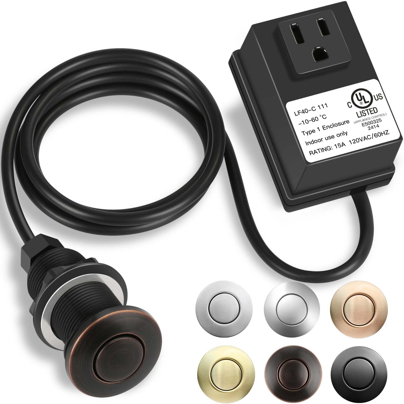 Garbage Disposal Air Switch Kit, Sink Top Button UL Listed
