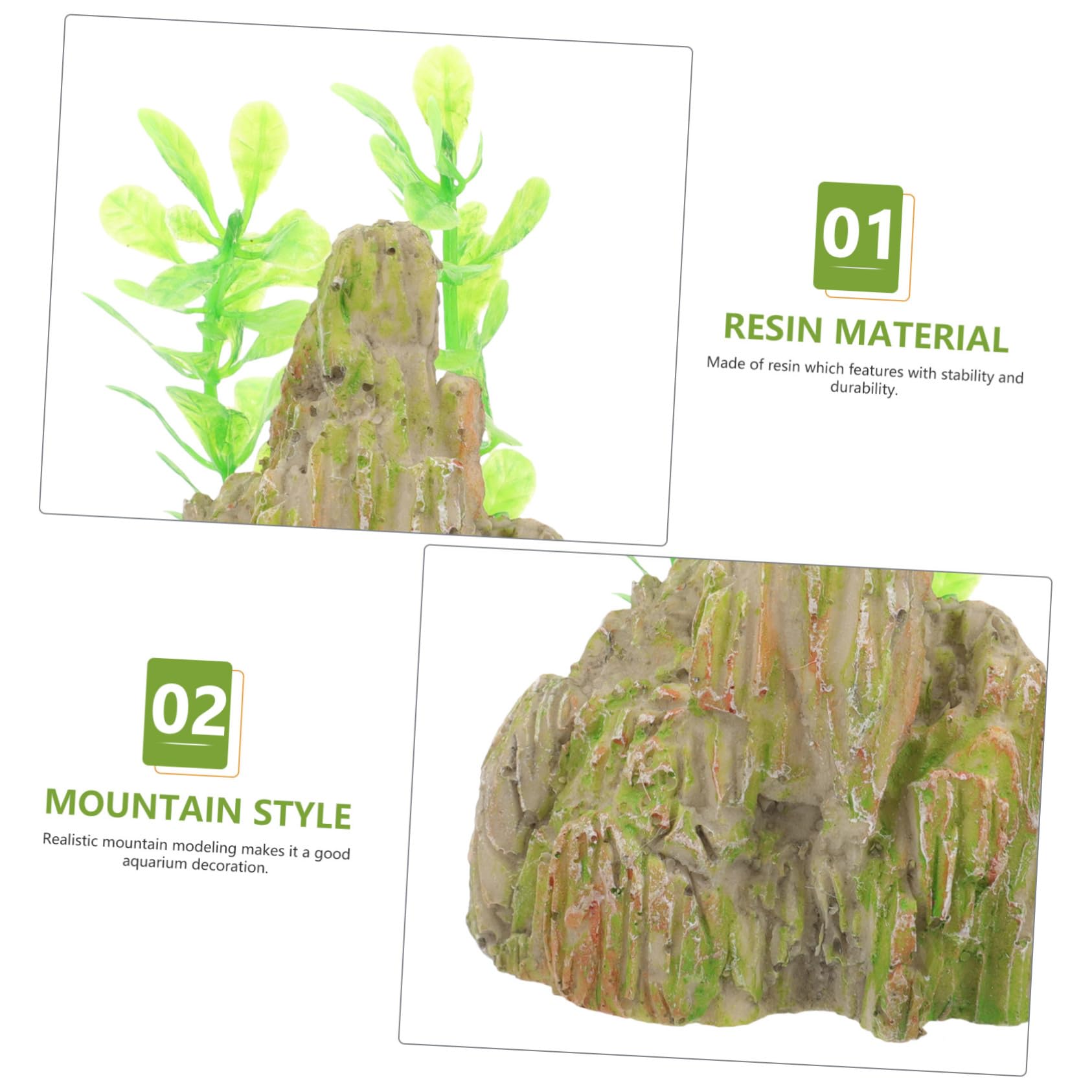 Cabilock 5 Set Paesaggio Roccioso Del Serbatoio Di Pesce Arredamento Ornamenti Del Serbatoio Di Pesce Decorazioni Per Acquari Impostore Decorazione Acquario Con Supporto Resina 2 Pezzi*5