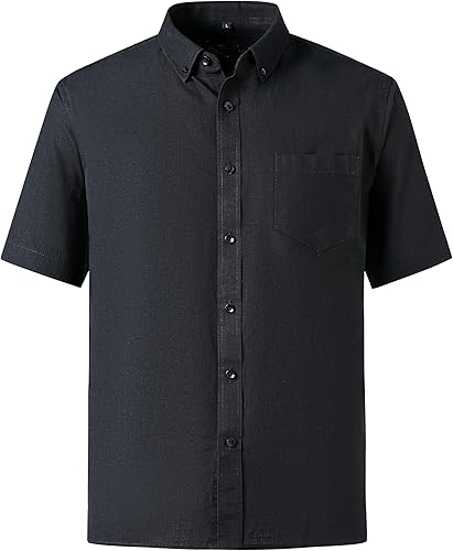 Miniatura 2 de MAXJON Camisas de lino para hombre, camisas de lino para hombre, camisas de manga corta con botones, camisas casuales de ajuste regular para verano