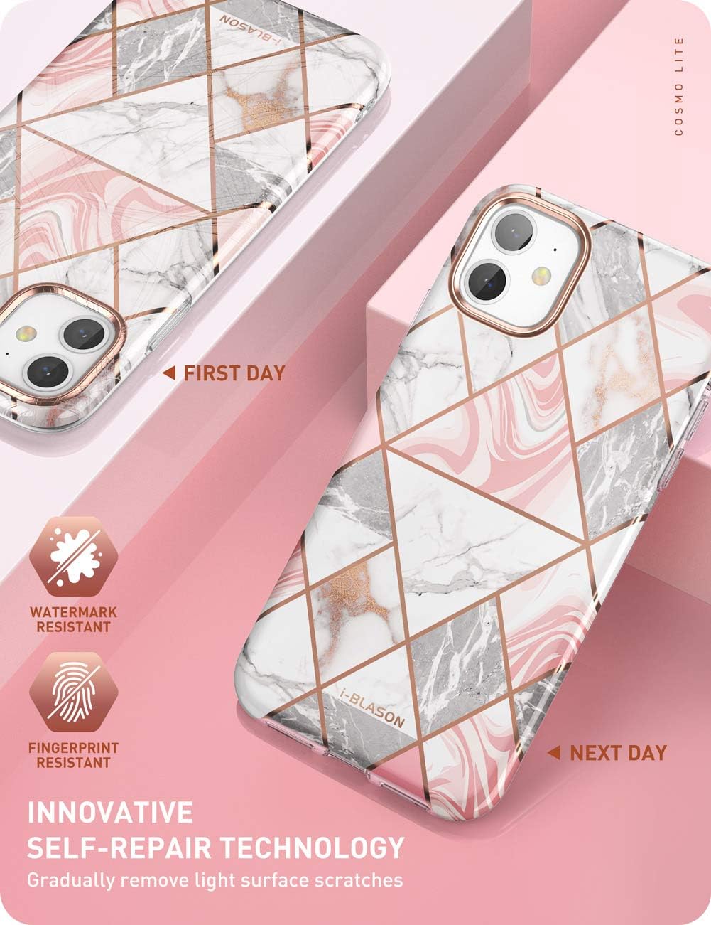 i-Blason Cosmo Lite Series Case for iPhone 11 (2019) , Premium Hybrid Slim Protective Bumper Case with Camera Protection, Marble, 6.1"
