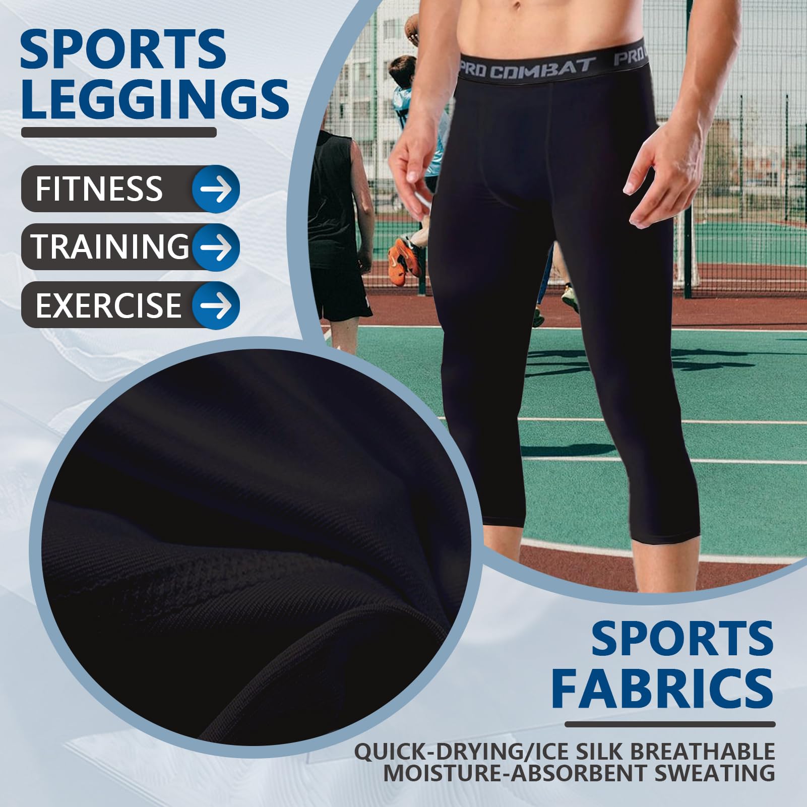 3/4 Pantalones de Compresión Deportivos Dry Carriendo para Ciclismo Golf Yoga, 2 Pack